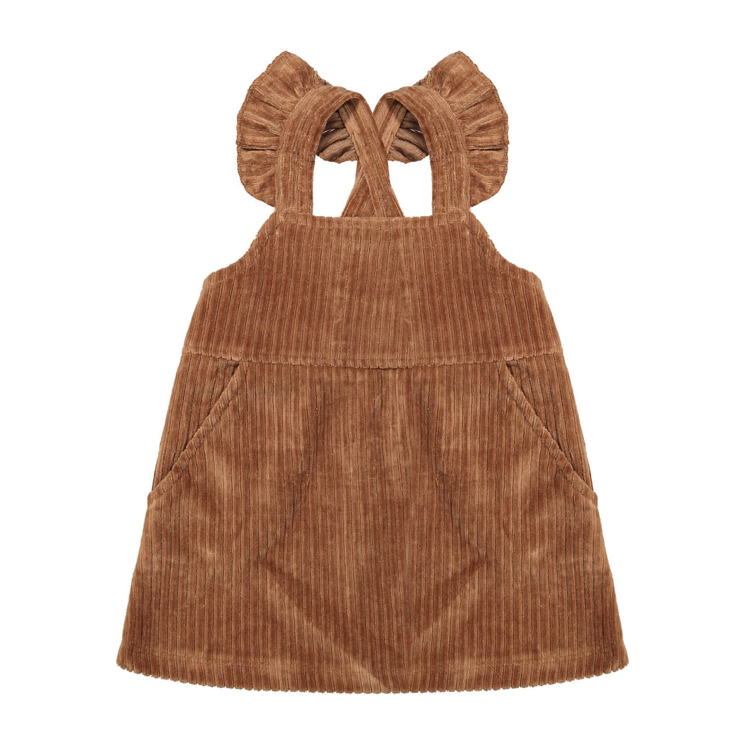 Riffle Pinafore Alyssa Rib Brown - Jurkje - Bruin 1