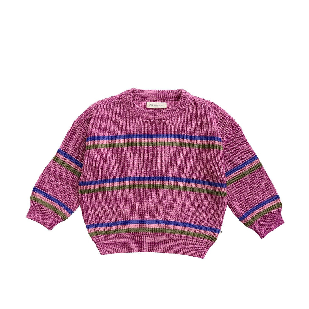 Your Wishes Stripe Knit Chunky Sweater Meisjestrui Roze 1