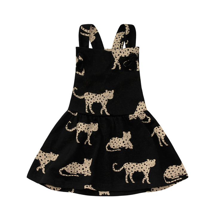 Your Wishes Dungaree Dress Wild Cheetahs - Baby Jurkje Zwart1